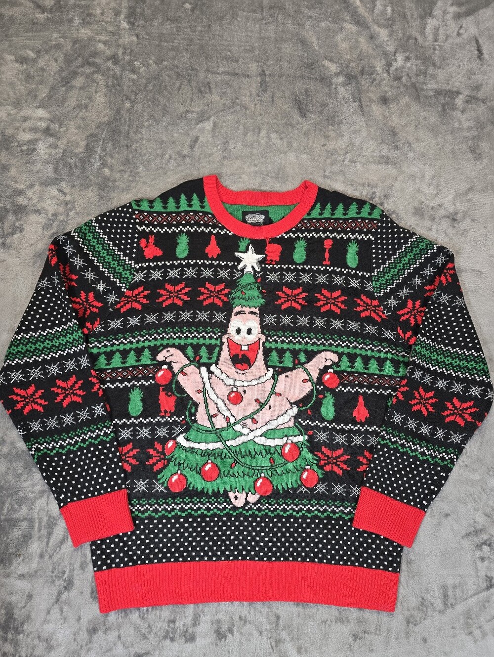 Spongebob Squarepants Patrick Star Christmas Sweater Size Medium Tree